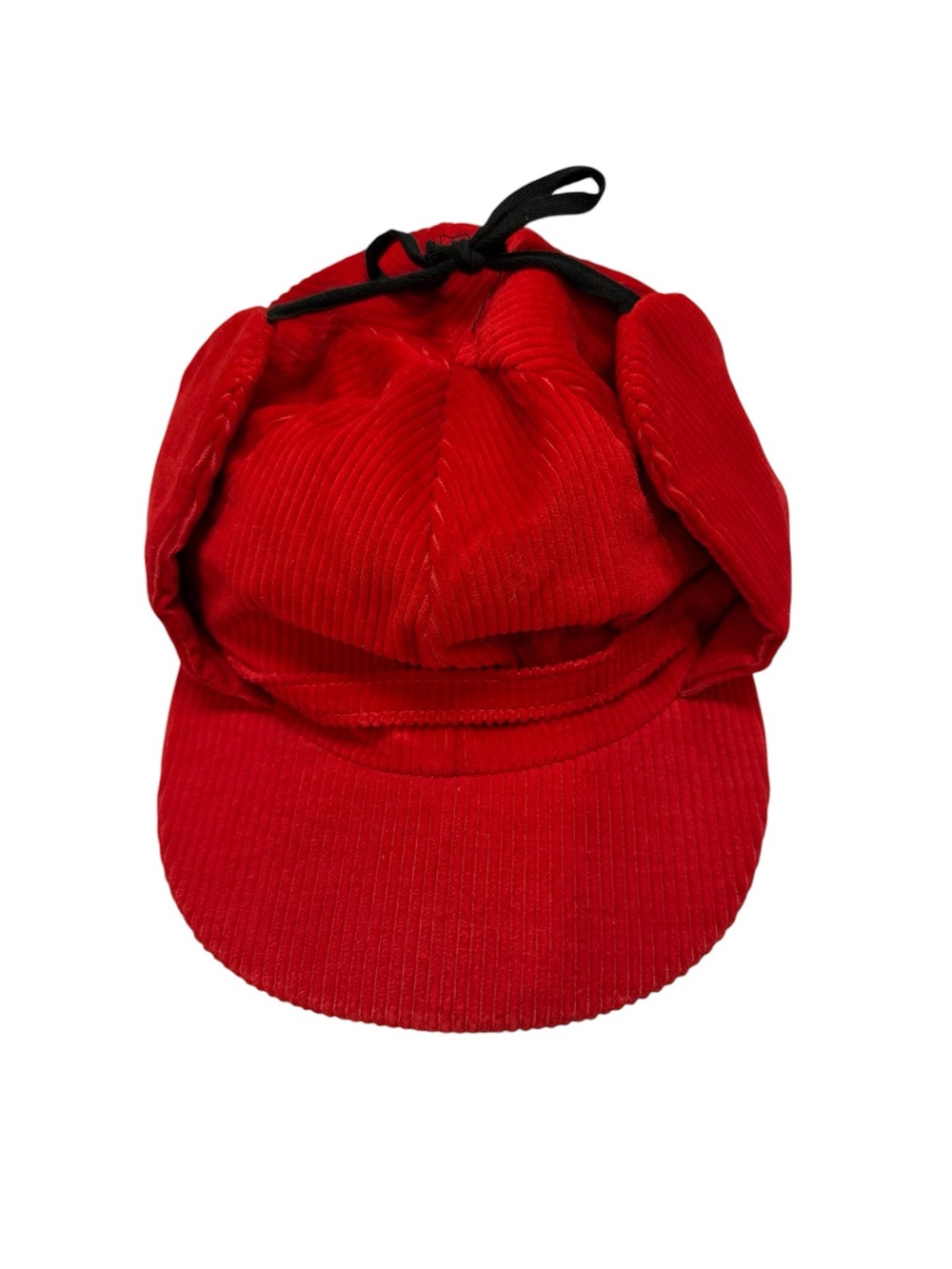Vintage United Hatters Caps Millinery Red Corduroy Hunting Ear Flaps Hat 7 3/8